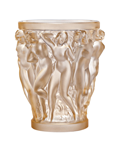 Shop Lalique Bacchantes Small Gold-luster Vase In Gold Luster