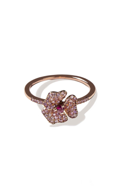 Shop As29 Bloom 18k Rose Gold Sapphire Mini Flower Ring In Pink