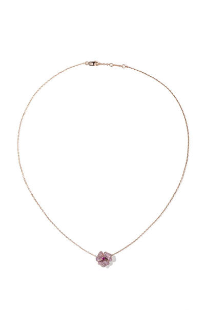 Shop As29 Bloom 18k Rose Gold Sapphire Mini Flower Necklace In Pink