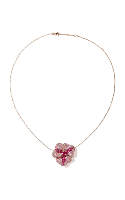 Shop As29 Bloom 18k Rose Gold Sapphire Large Flower Necklace In Pink