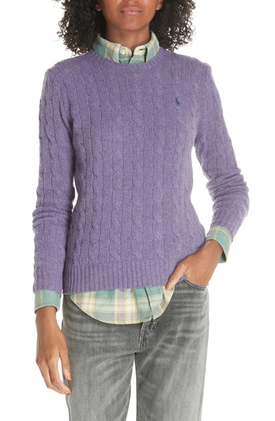 Shop Polo Ralph Lauren Cable Knit Cashmere Sweater In Thistledown Heather