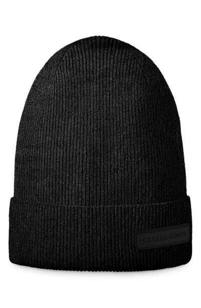 Shop Canada Goose Lightweight Recycled Cashmere & Wool Beanie In Black Heather