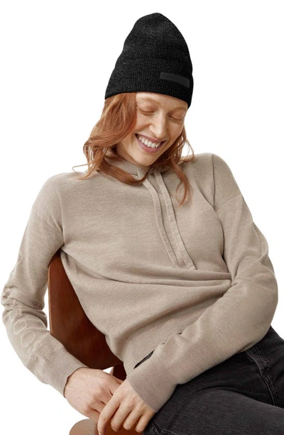 Canada Goose Lightweight Recycled Cashmere & Wool Beanie In Black Heather
