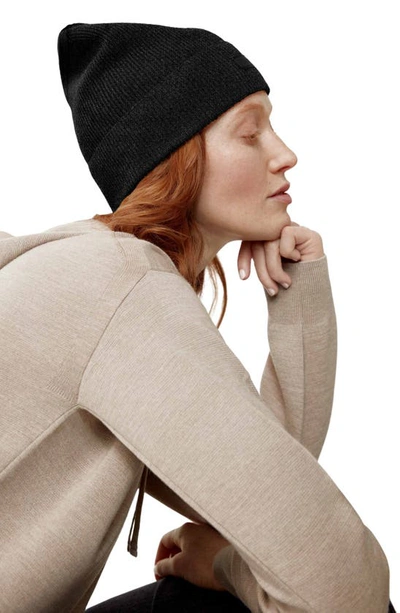 Shop Canada Goose Lightweight Recycled Cashmere & Wool Beanie In Black Heather
