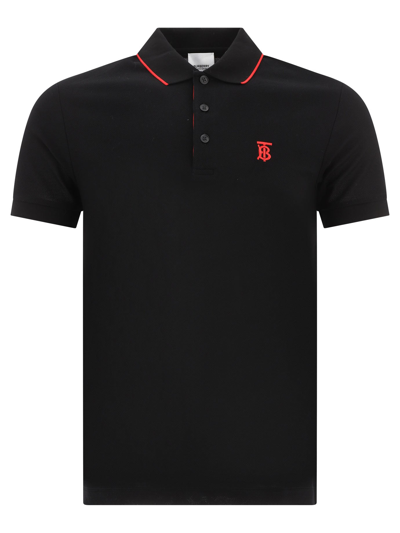 Shop Burberry Monogram Embroidered Polo Shirt In Black