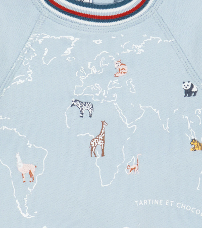 Shop Tartine Et Chocolat Baby Embroidered Cotton Sweatshirt In Azur