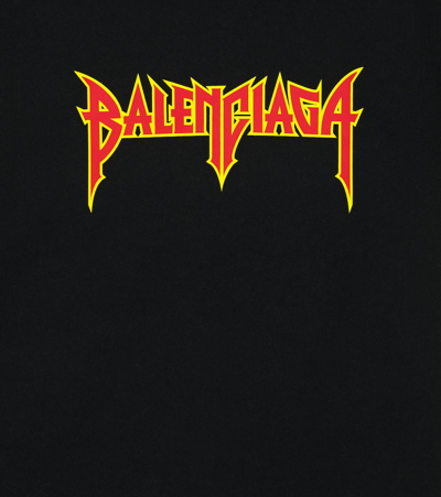 Shop Balenciaga Logo Cotton T-shirt In Washed Black