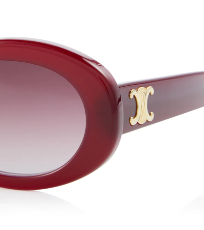 Shop Celine Triomphe 01 Round Sunglasses In Shiny Bordeaux/ Gradient Bord