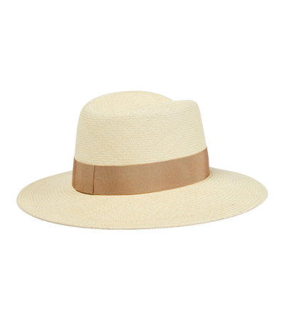 Maison Michel Beige Straw Charles Fedora Hat