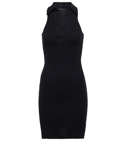 Shop Helmut Lang Cotton Polo Minidress In Black