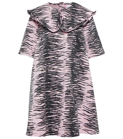 Shop Ganni Printed Denim Minidress In Tiger Stripe Light Lilac