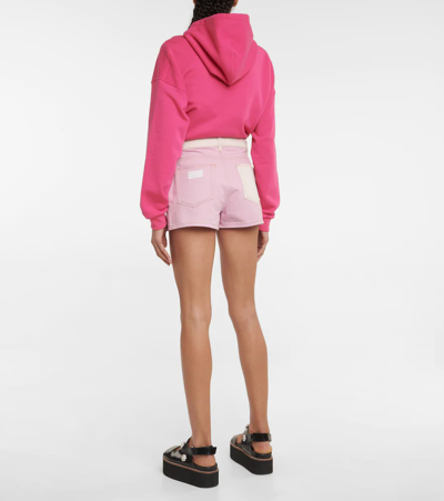 Shop Ganni High-rise Denim Shorts In Light Lilac