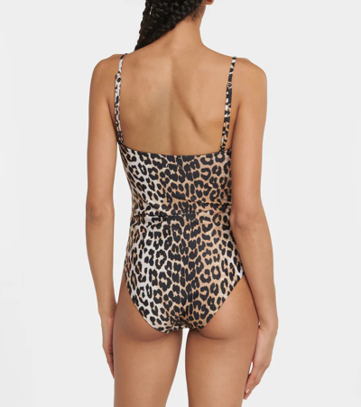 Shop Ganni Leopard-print Swimsuit