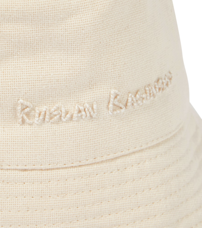 Shop Ruslan Baginskiy Logo Cotton Canvas Bucket Hat In Light Beige