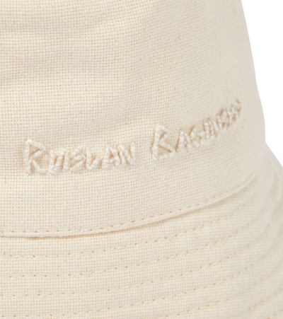 Ruslan Baginskiy Logo Cotton Canvas Bucket Hat In Beige