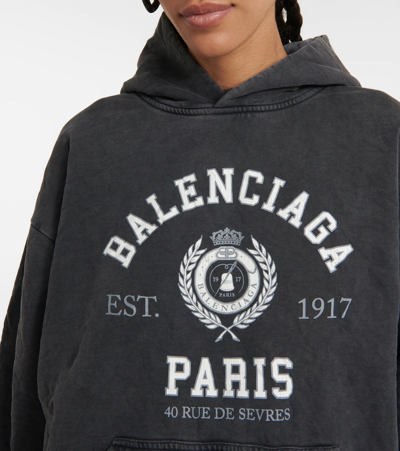 Shop Balenciaga Logo Cotton Hoodie In Black W