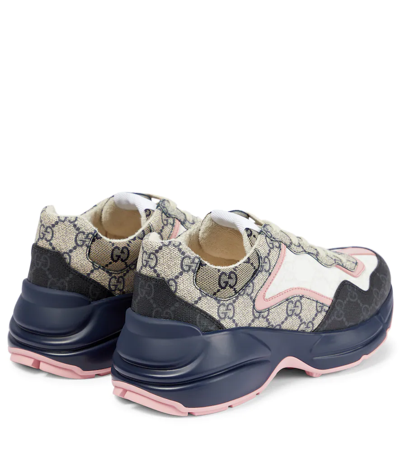 Shop Gucci Gg Rhyton Canvas Sneakers In Blac/w.ro/bia/be-b/b