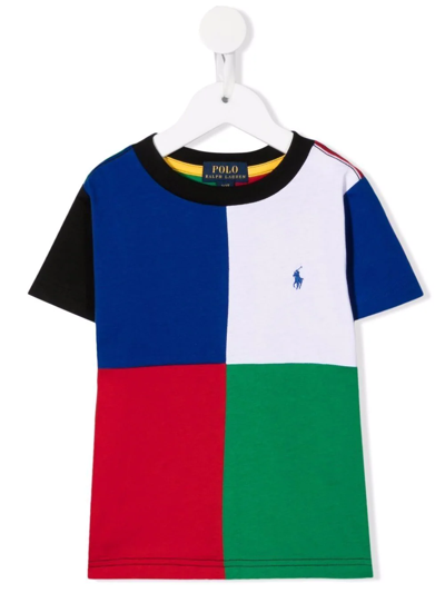 Shop Ralph Lauren Polo Pony Colourblock T-shirt In Blue