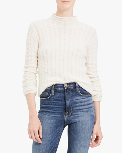 Shop Theory Mock Neck Cable Sweater In Ivory