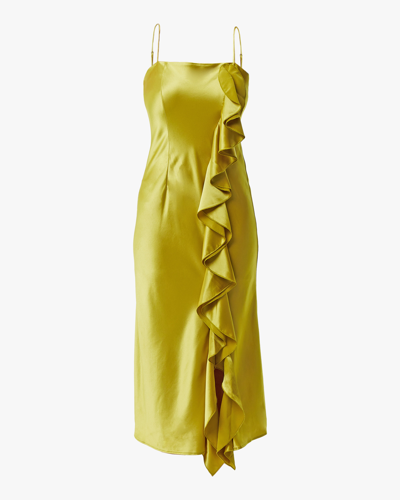 Shop Mestiza Giovanna Midi Dress In Chartreuse