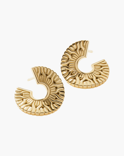 Shop John Hardy Unisex Grooved Hoop Earrings | Yellow Gold