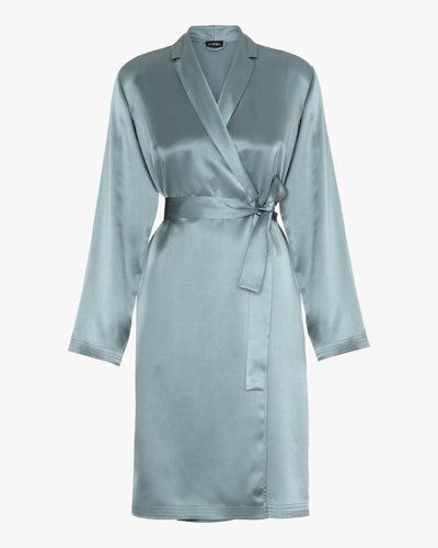 Shop La Perla Women's Short Silk Robe In Frosty Green