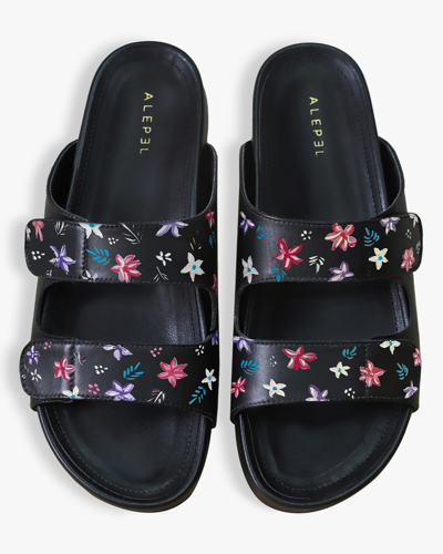 Shop Alepel Women's Black Floral Impressionism Sandal