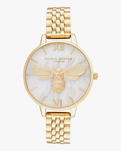 Shop Olivia Burton Lucky Bee Watch In Gold