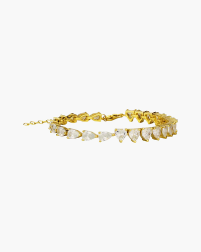 Shop Shymi Half & Half Heart Crystal Tennis Bracelet In Gold