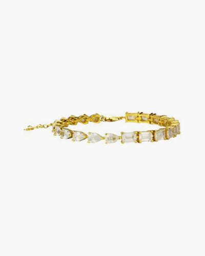Shop Shymi Half & Half Crystal Tennis Bracelet In Gold