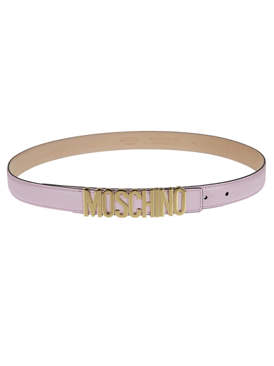 Shop Moschino Logo Buckled Belt In Pink