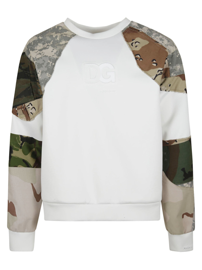 Shop Dolce & Gabbana Logo Patched Paneled Rib Sweater In S9000