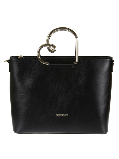 Love Moschino Curled Heart Curled Heart Handbag In Black ModeSens