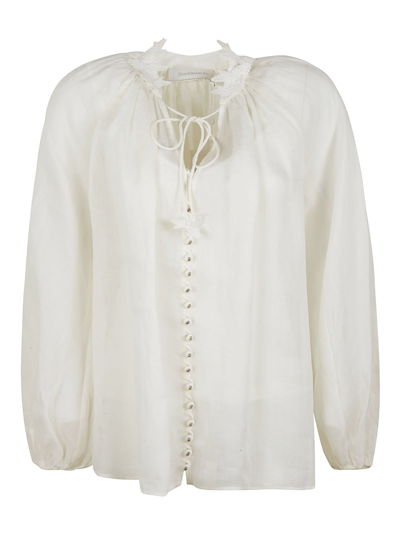 Shop Zimmermann Long-sleeved Blouse In Ivory