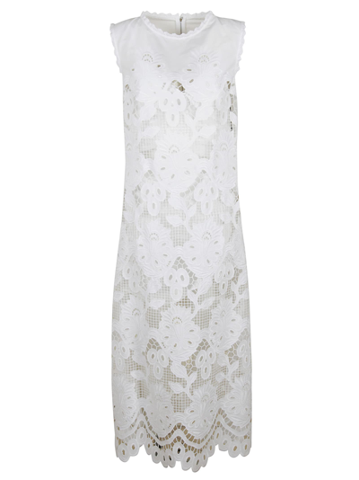 Shop Dolce & Gabbana Lace Sleeveless Dress In White