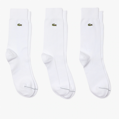 Shop Lacoste Unisex 3-pack High-cut Socks - 3 - 5.5 In White