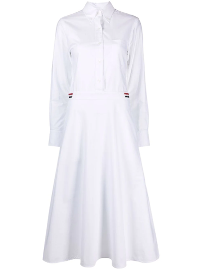 Shop Thom Browne Rwb Tab Shirt Dress In White