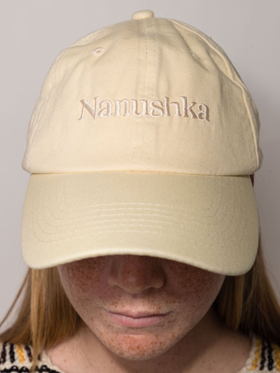 Shop Nanushka Logo-embroidered Organic Cotton Cap In Yellow