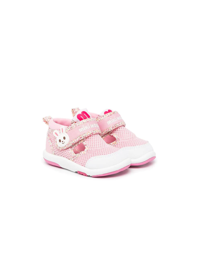 Shop Miki House Bunny Patch-detail Sneakers In Pink