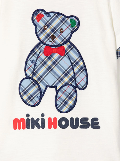Shop Miki House Bear Appliqué Cotton T-shirt In White
