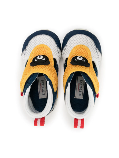Shop Miki House Bear-patch Detail Sneakers In Yellow