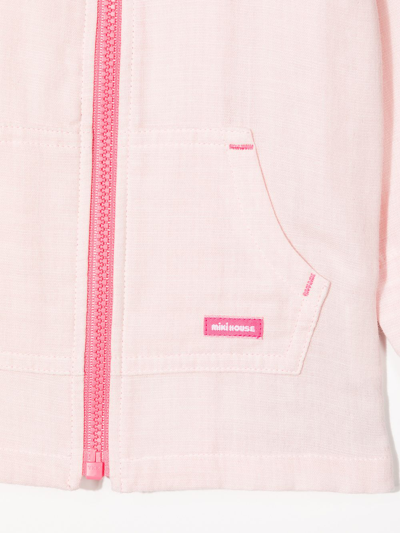 Shop Miki House Rabbit Appliqué Zip-front Hoodie In Pink