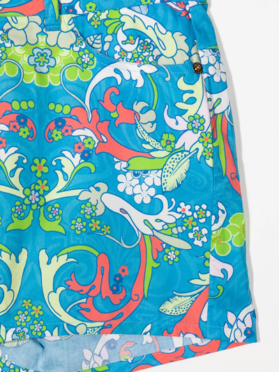 Versace Baroque-pattern Print Shorts In Blue