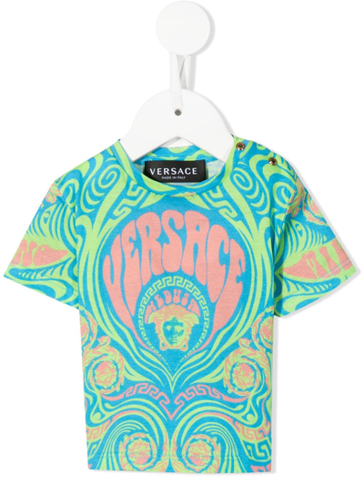 Shop Versace Medusa Head Motif T-shirt In Green