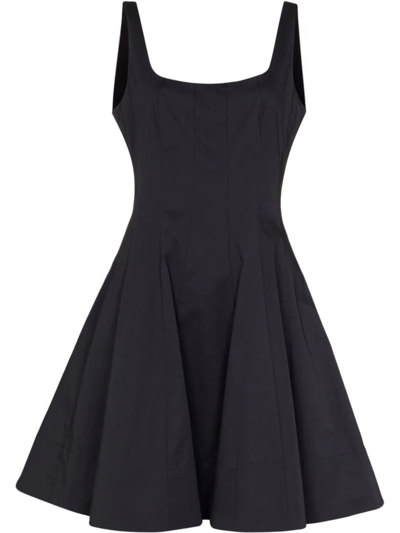 Shop Staud Mini Wells Square-neck Dress In Black