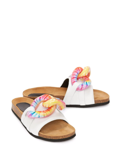 Jw Anderson Chain-embellished Leather Slides In White