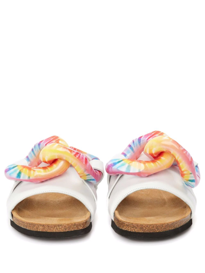 Jw Anderson Chain-embellished Leather Slides In White