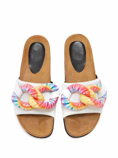 Jw Anderson Chain-embellished Leather Slides In White