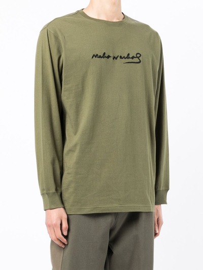 Shop Maharishi Logo-print Cotton T-shirt In Green