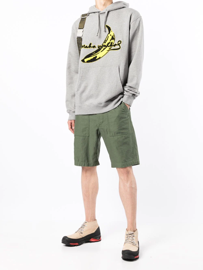 Maharishi Logo-patch Cotton Hoodie In Grey